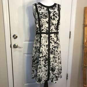 Talbots black/white floral print A-line, size 6